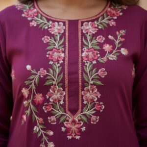 Alternative view of Aaryaa Berry Bloom Embroidered Kurta