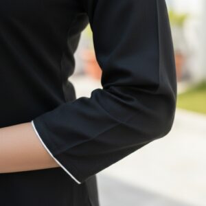 Alternative view of Aaryaa Black Cotton Kurta with Tree Embroidery