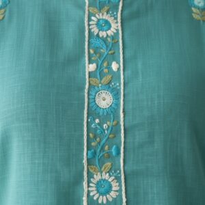 Alternative view of Aaryaa Teal Cotton Slub Kurta Set