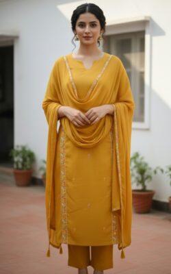 Aaryaa Festive Mustard Cotton 3 piece Set