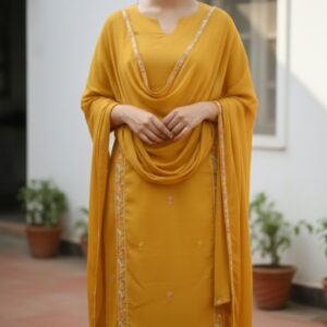 Aaryaa Festive Mustard Cotton 3 piece Set