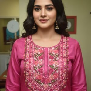 Alternative view of Aaryaa Rani Pink Cotton Slub Kurta Set