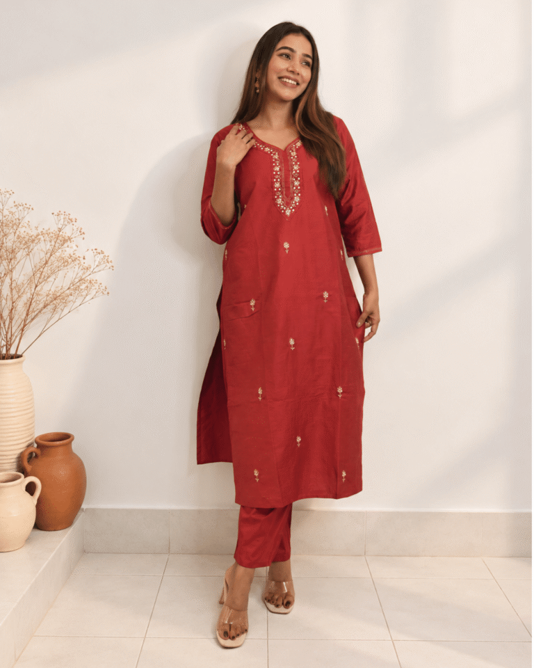 Handcrafted Crimson Red Kurta