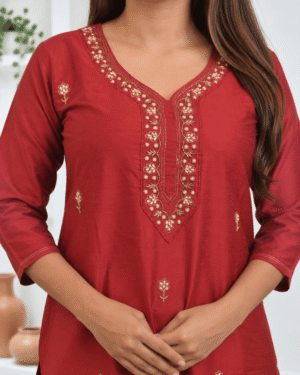Handcrafted Crimson Red 2 PC SUIT - Image 3